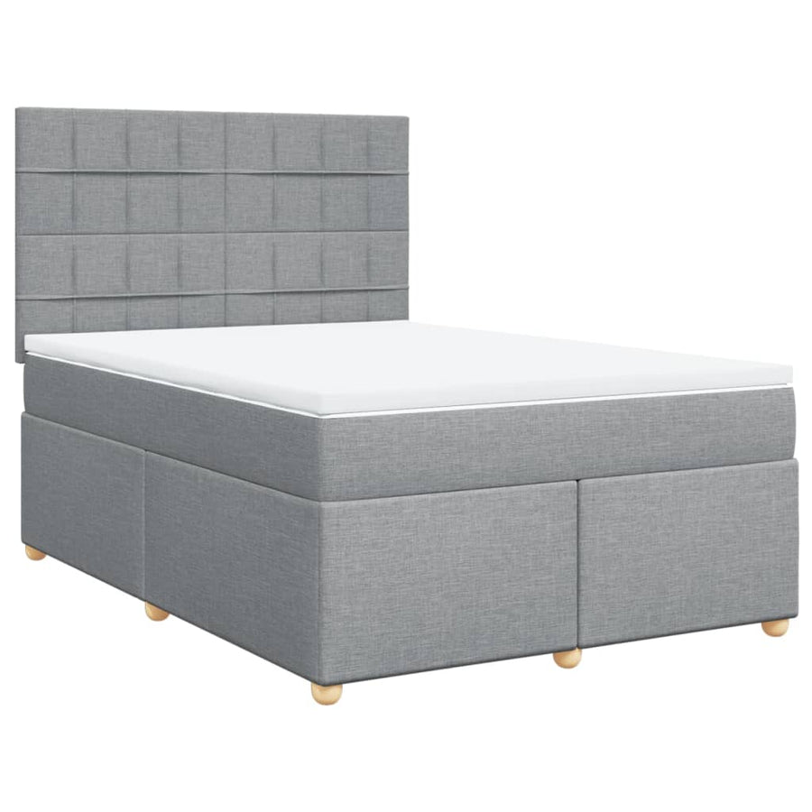 Boxspring met matras stof lichtgrijs 140x200 cm