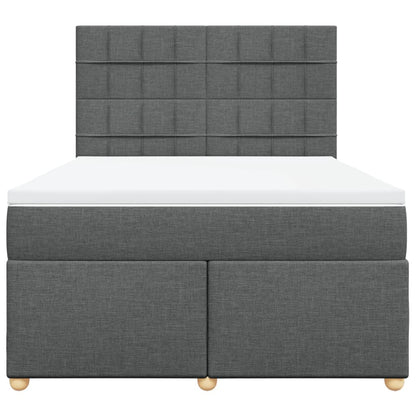 Boxspring met matras stof donkergrijs 140x200 cm