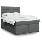 Dark grey fabric box spring with mattress 140x200 cm