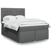 Dark grey fabric box spring with mattress 140x200 cm