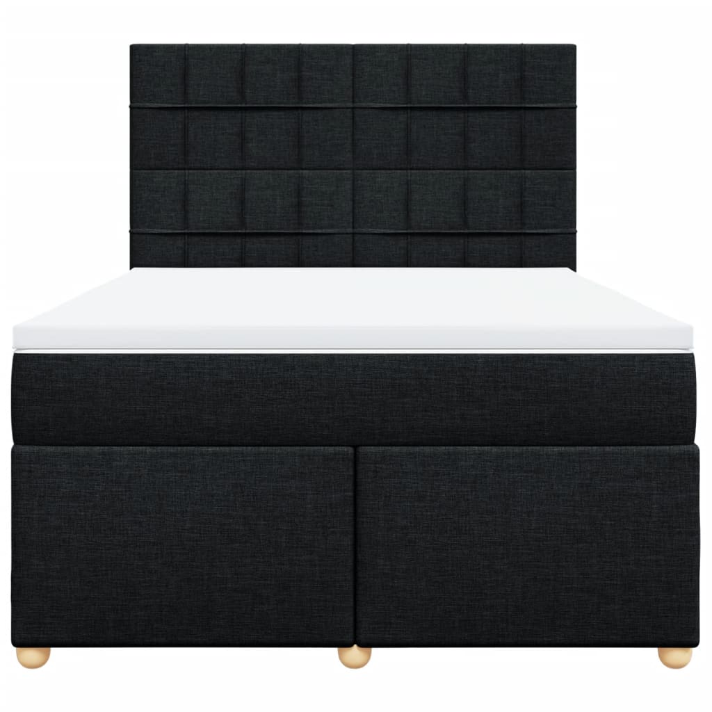 Boxspring met matras stof zwart 140x200 cm