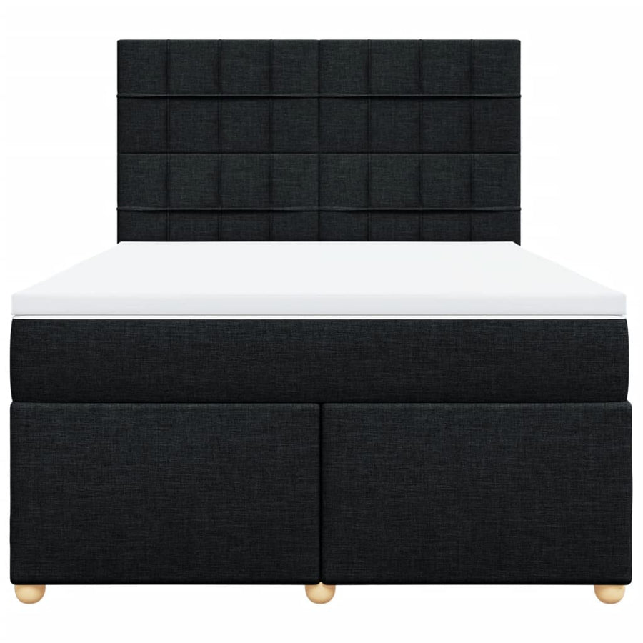 Boxspring met matras stof zwart 140x200 cm