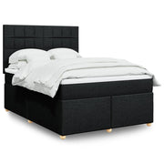 Box spring bed with black fabric mattress 140x200 cm