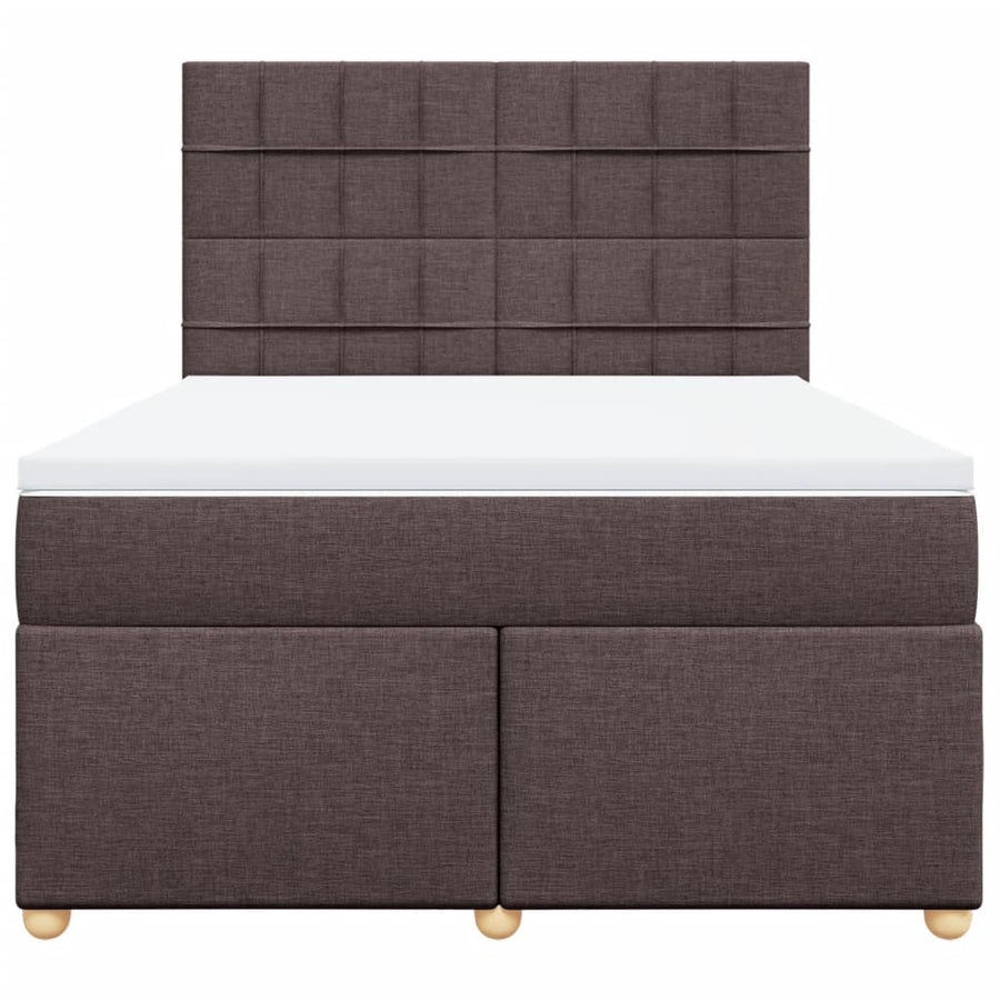 Boxspring met matras stof donkerbruin 140x200 cm