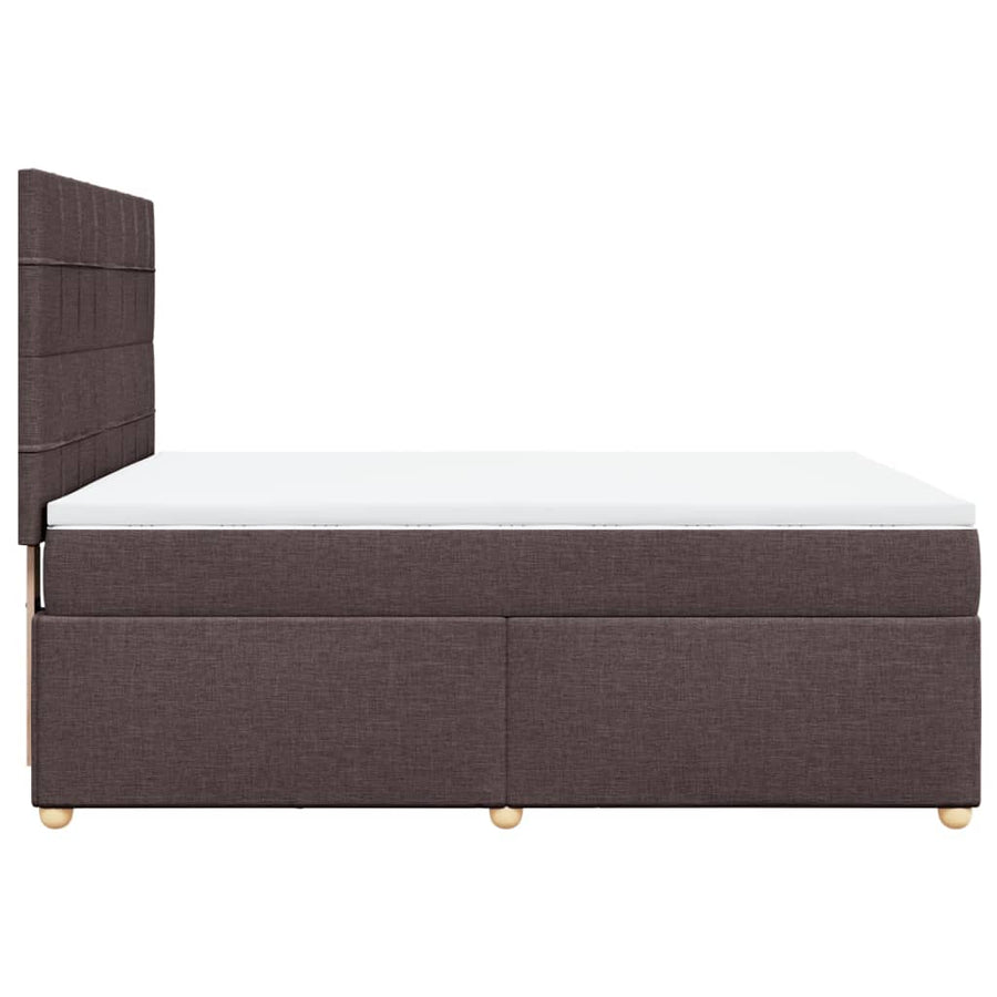 Boxspring met matras stof donkerbruin 140x200 cm