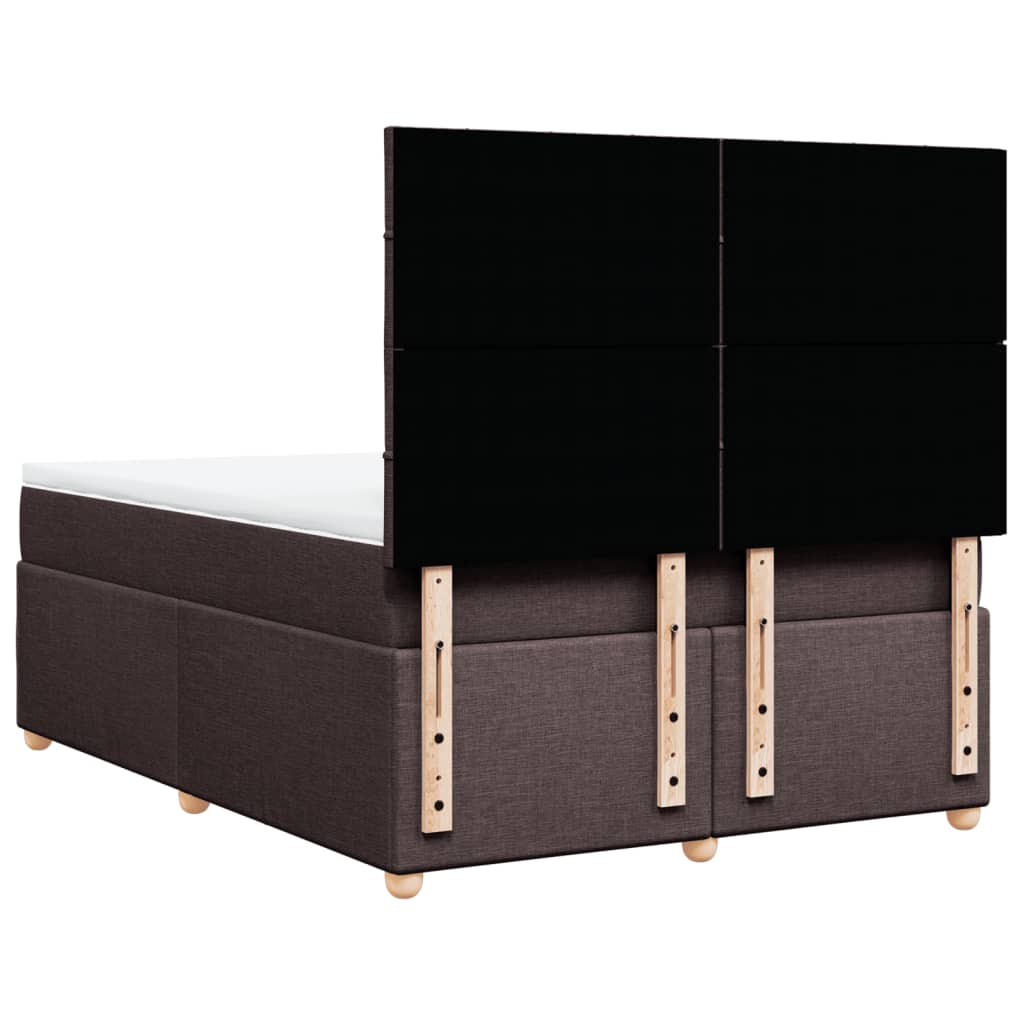 Boxspring met matras stof donkerbruin 140x200 cm