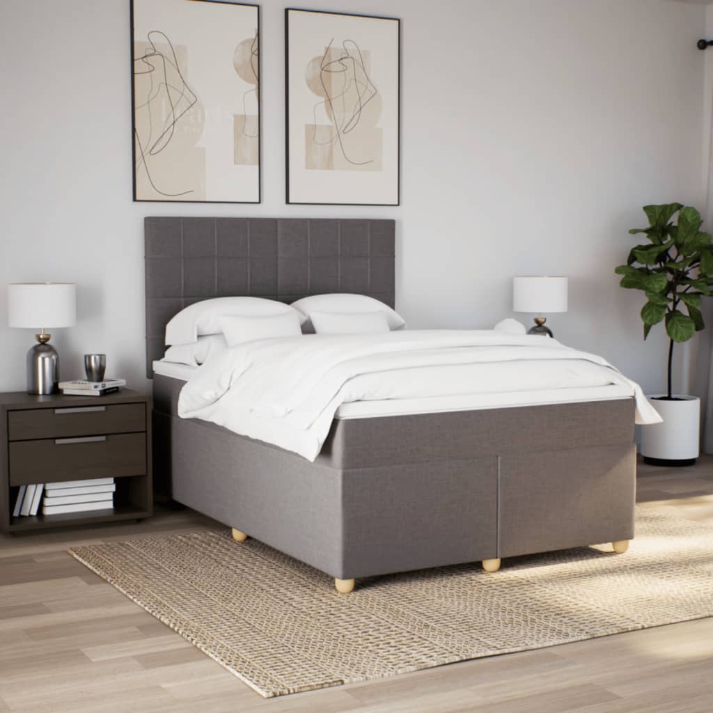 Boxspring met matras stof taupe 140x200 cm