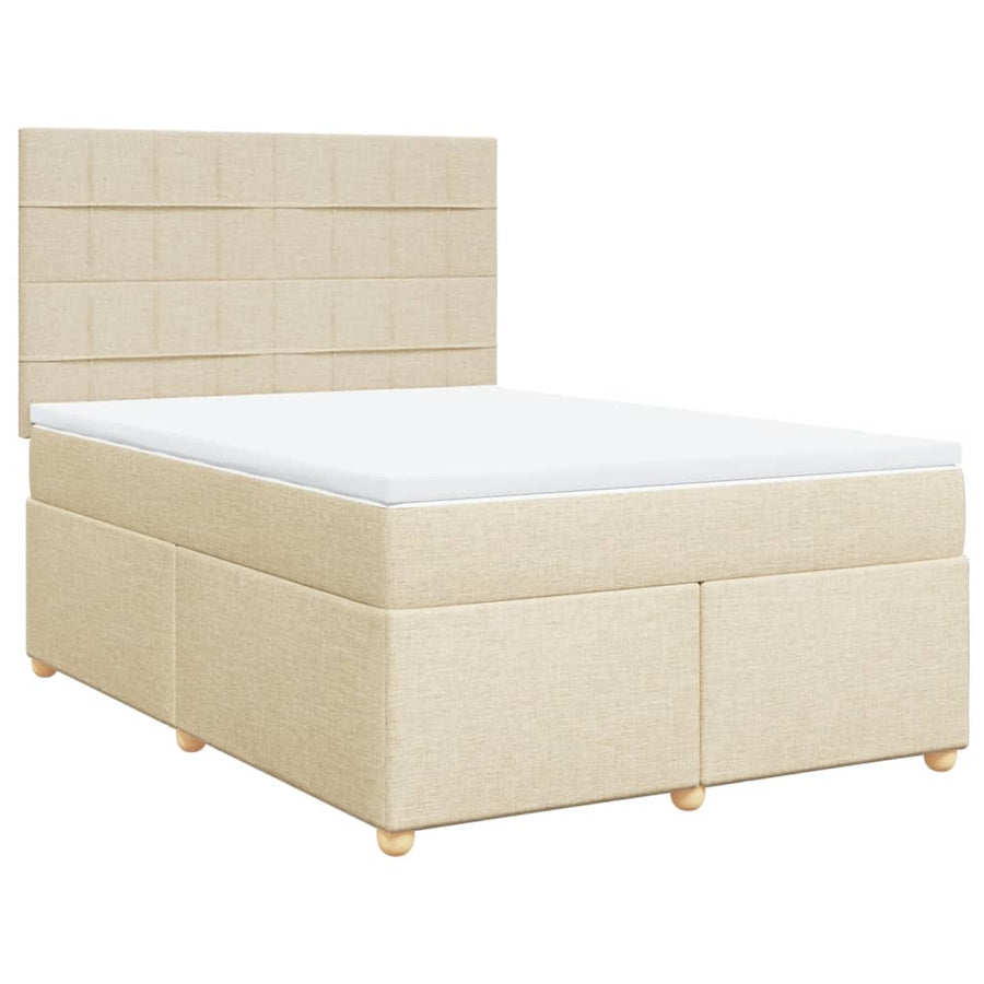 Boxspring met matras stof crèmekleurig 140x200 cm