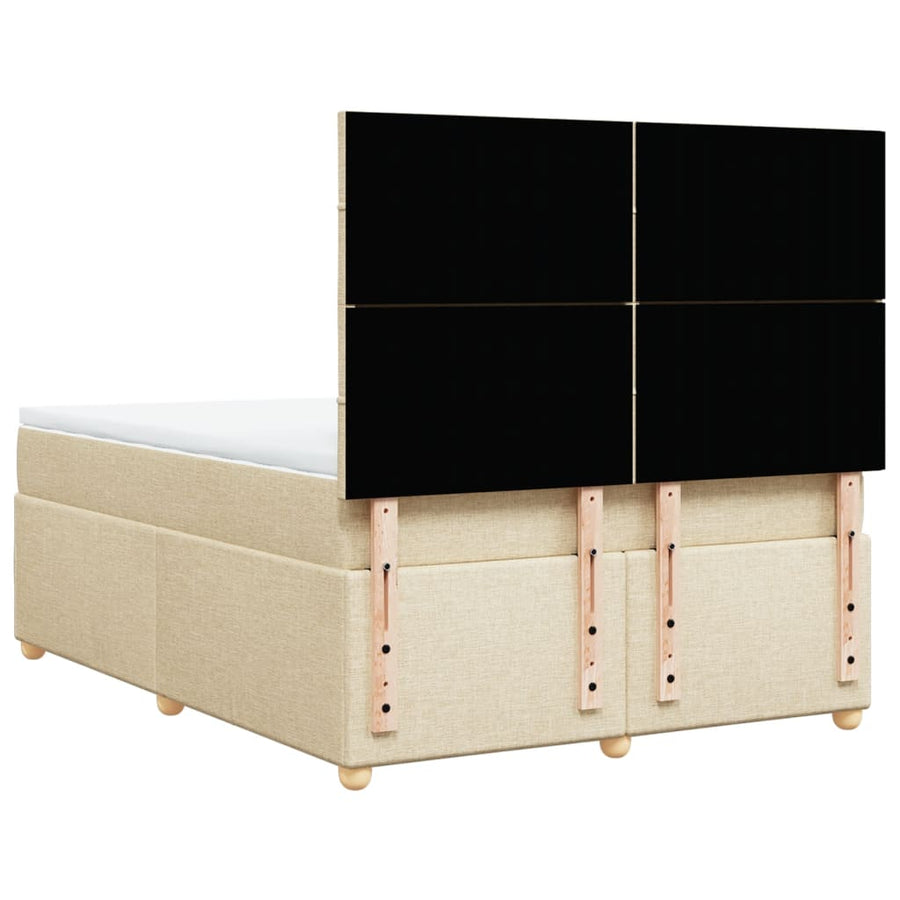 Boxspring met matras stof crèmekleurig 140x200 cm