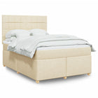 Box spring with mattress fabric cream 140x200 cm