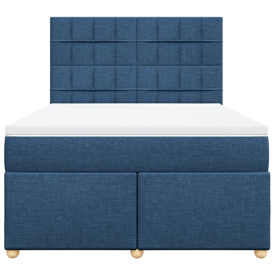 Boxspring met matras stof blauw 140x200 cm
