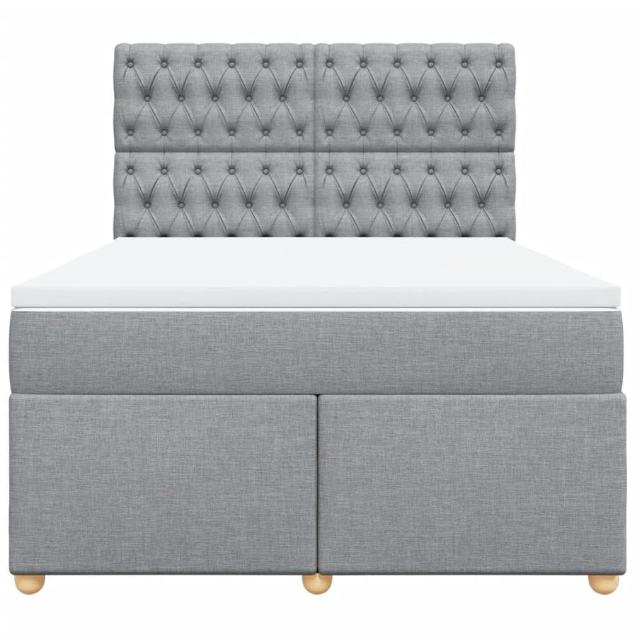 Boxspring met matras stof lichtgrijs 140x200 cm