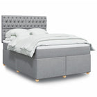 Box spring with light grey fabric mattress 140x200 cm