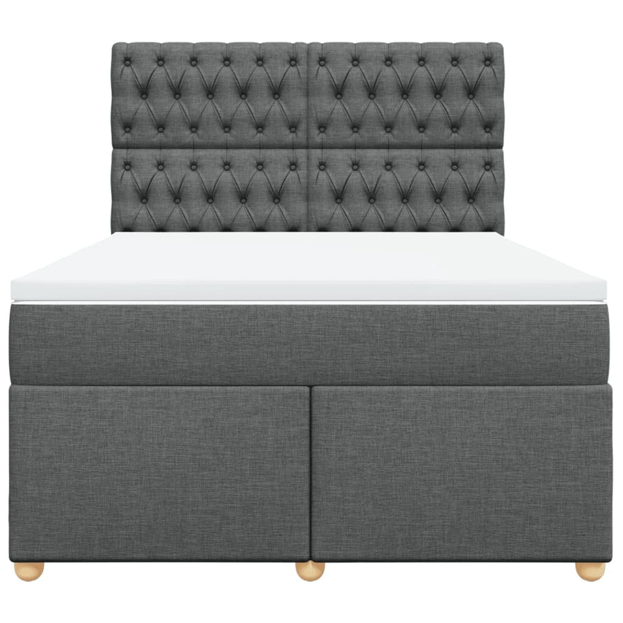 Boxspring met matras stof donkergrijs 140x200 cm