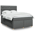 Dark grey fabric box spring with mattress 140x200 cm