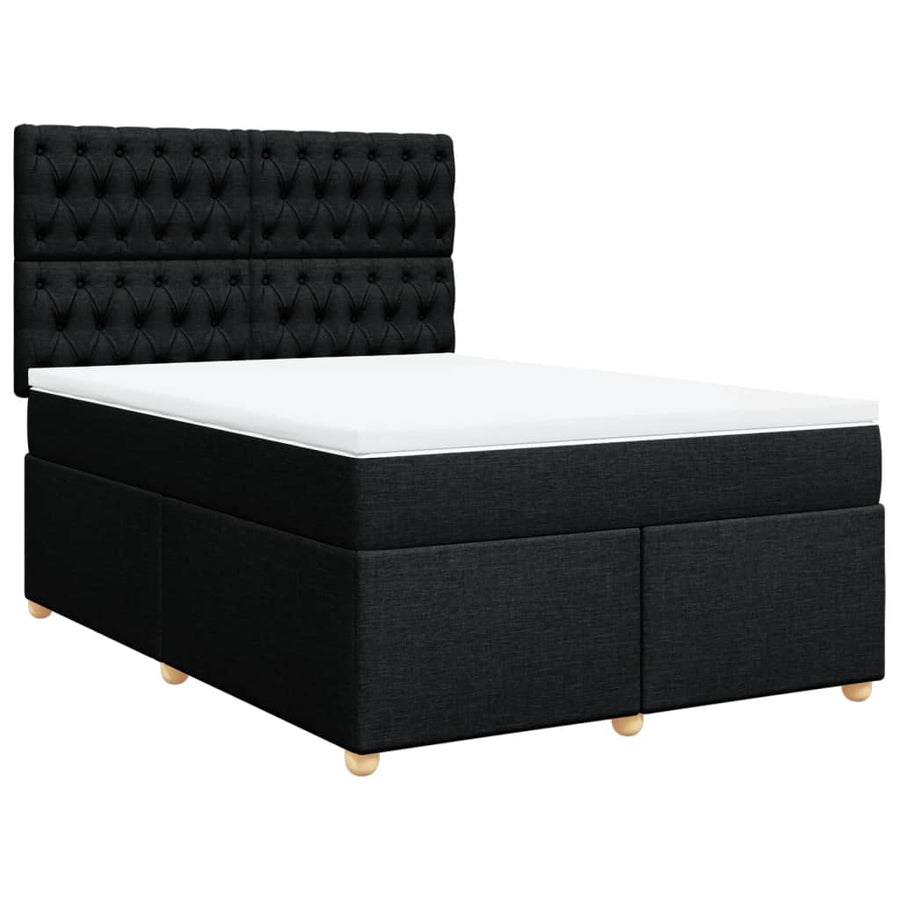 Boxspring met matras stof zwart 140x200 cm