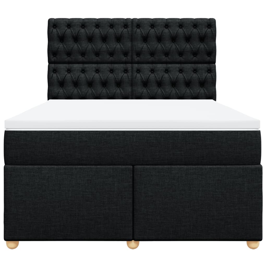 Boxspring met matras stof zwart 140x200 cm