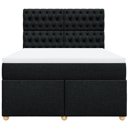 Boxspring met matras stof zwart 140x200 cm