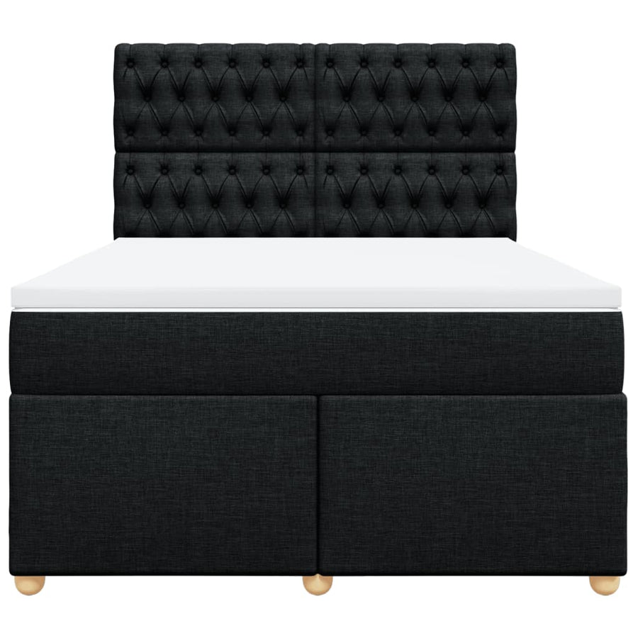 Boxspring met matras stof zwart 140x200 cm