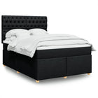 Box spring bed with black fabric mattress 140x200 cm