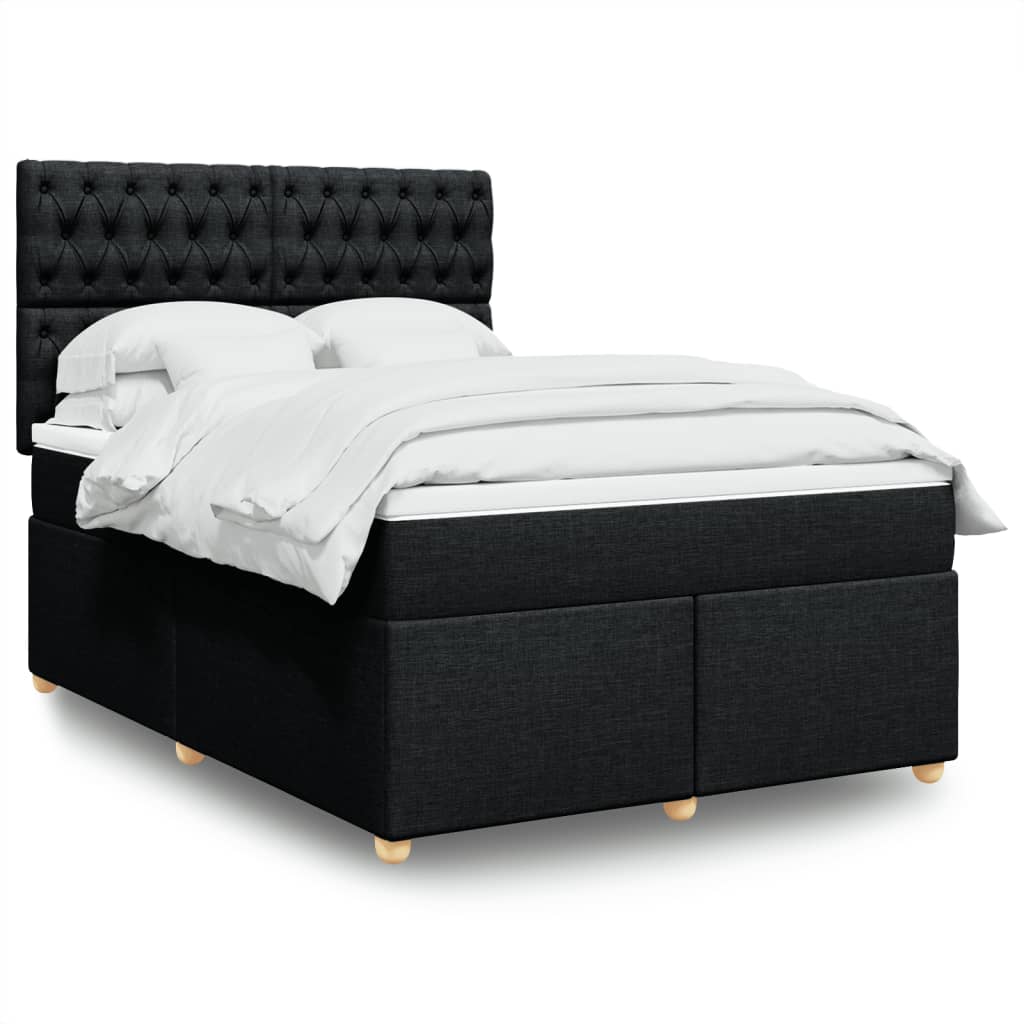 Boxspring met matras stof zwart 140x200 cm