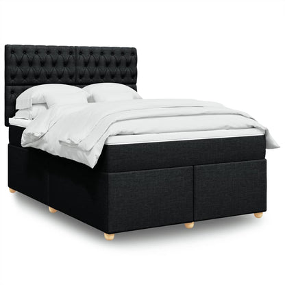Boxspring met matras stof zwart 140x200 cm