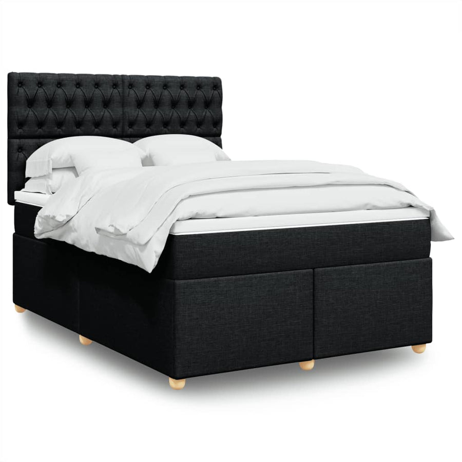 Boxspring met matras stof zwart 140x200 cm