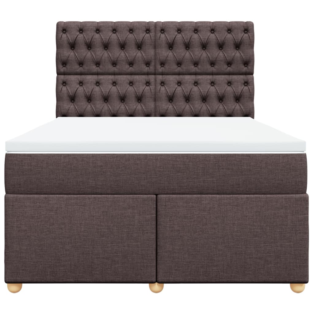 Boxspring met matras stof donkerbruin 140x200 cm