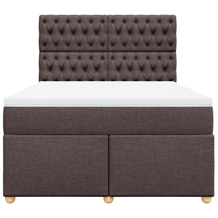 Boxspring met matras stof donkerbruin 140x200 cm