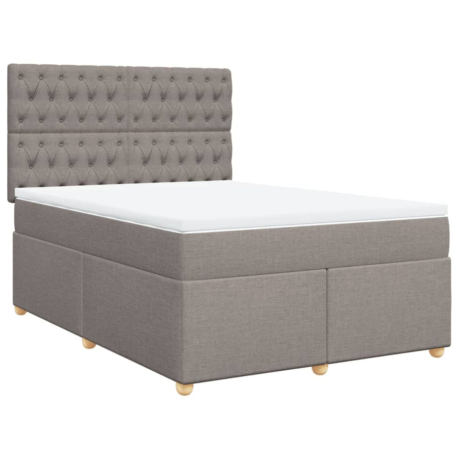 Boxspring met matras stof taupe 140x200 cm
