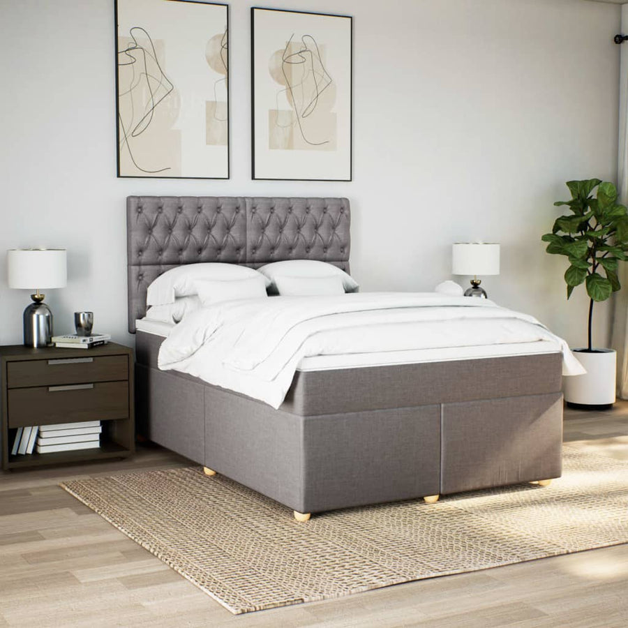 Boxspring met matras stof taupe 140x200 cm