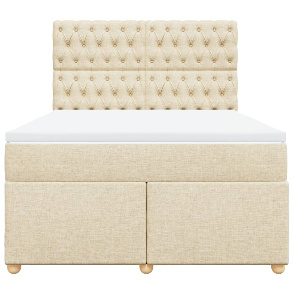 Boxspring met matras stof crèmekleurig 140x200 cm