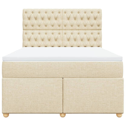 Boxspring met matras stof crèmekleurig 140x200 cm