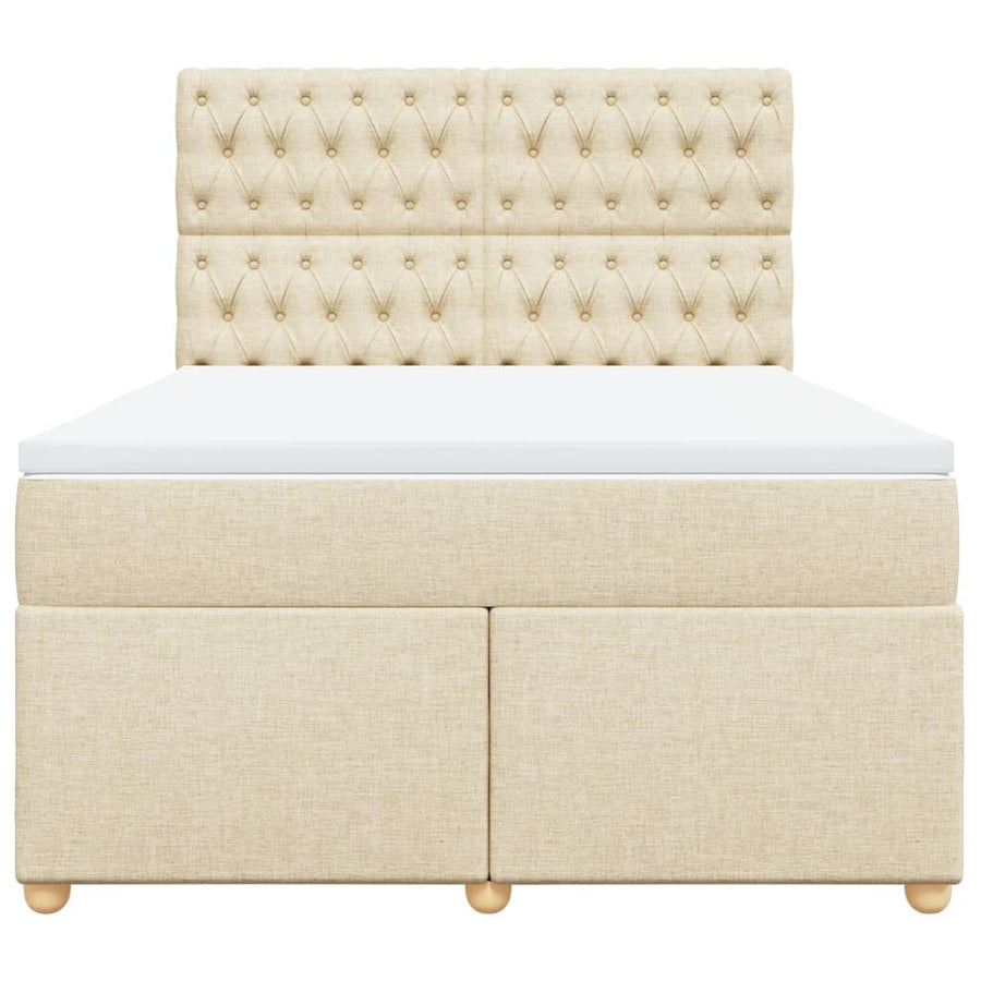 Boxspring met matras stof crèmekleurig 140x200 cm