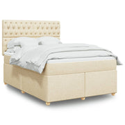 Box spring with mattress fabric cream 140x200 cm