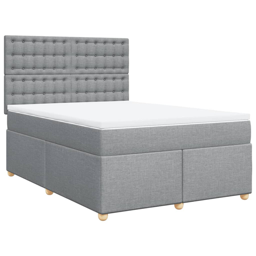 Boxspring met matras stof lichtgrijs 140x200 cm