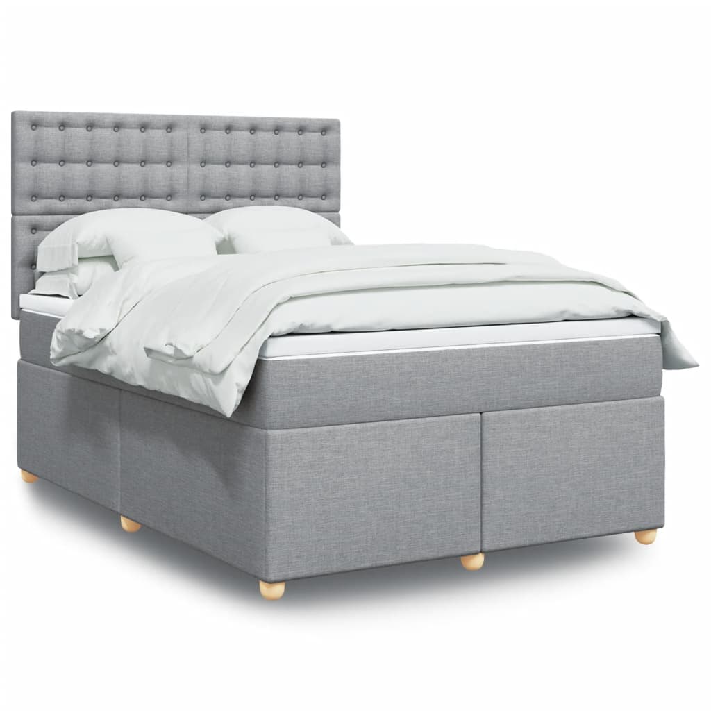 Boxspring met matras stof lichtgrijs 140x200 cm