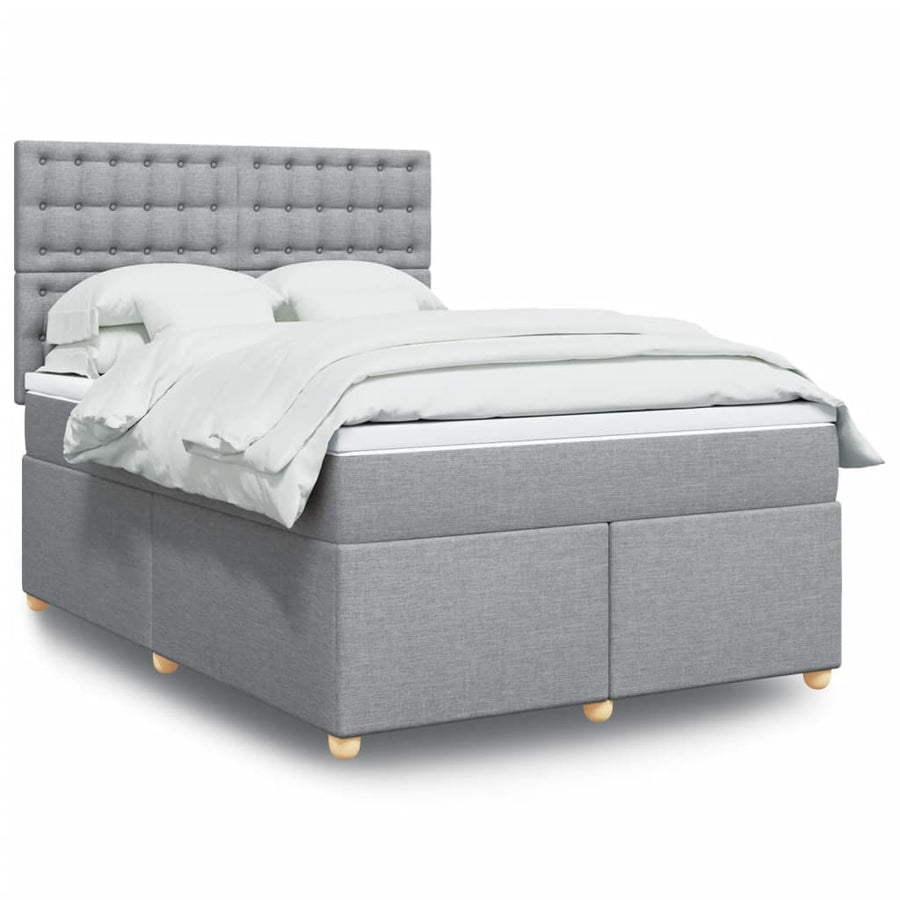 Boxspring met matras stof lichtgrijs 140x200 cm