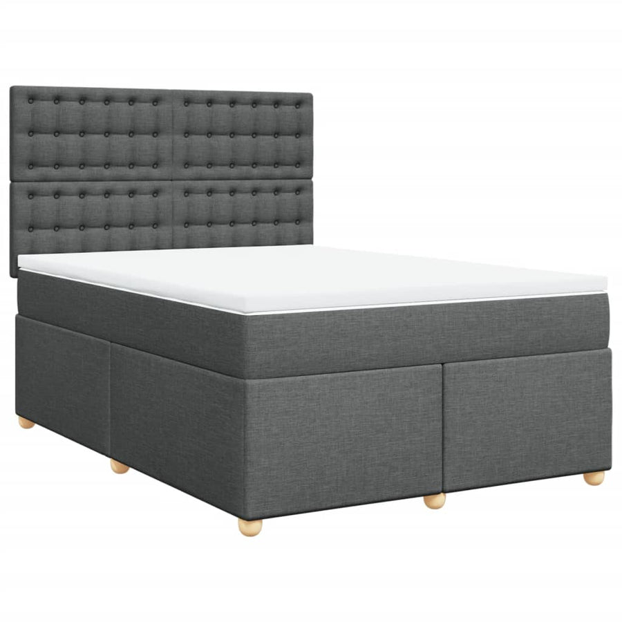 Boxspring met matras stof donkergrijs 140x200 cm