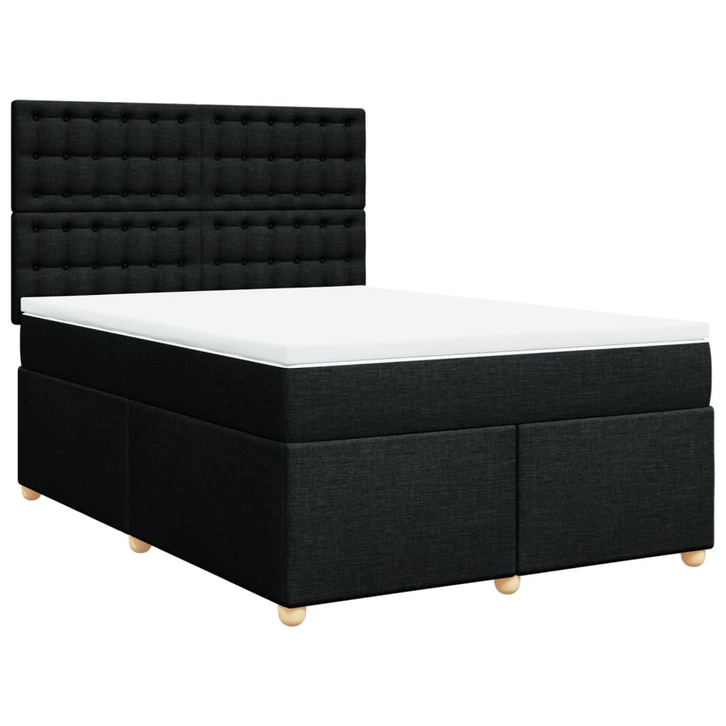 Boxspring met matras stof zwart 140x200 cm