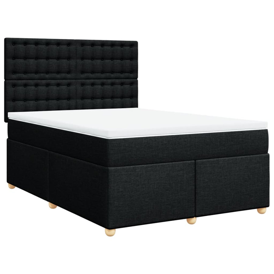 Boxspring met matras stof zwart 140x200 cm