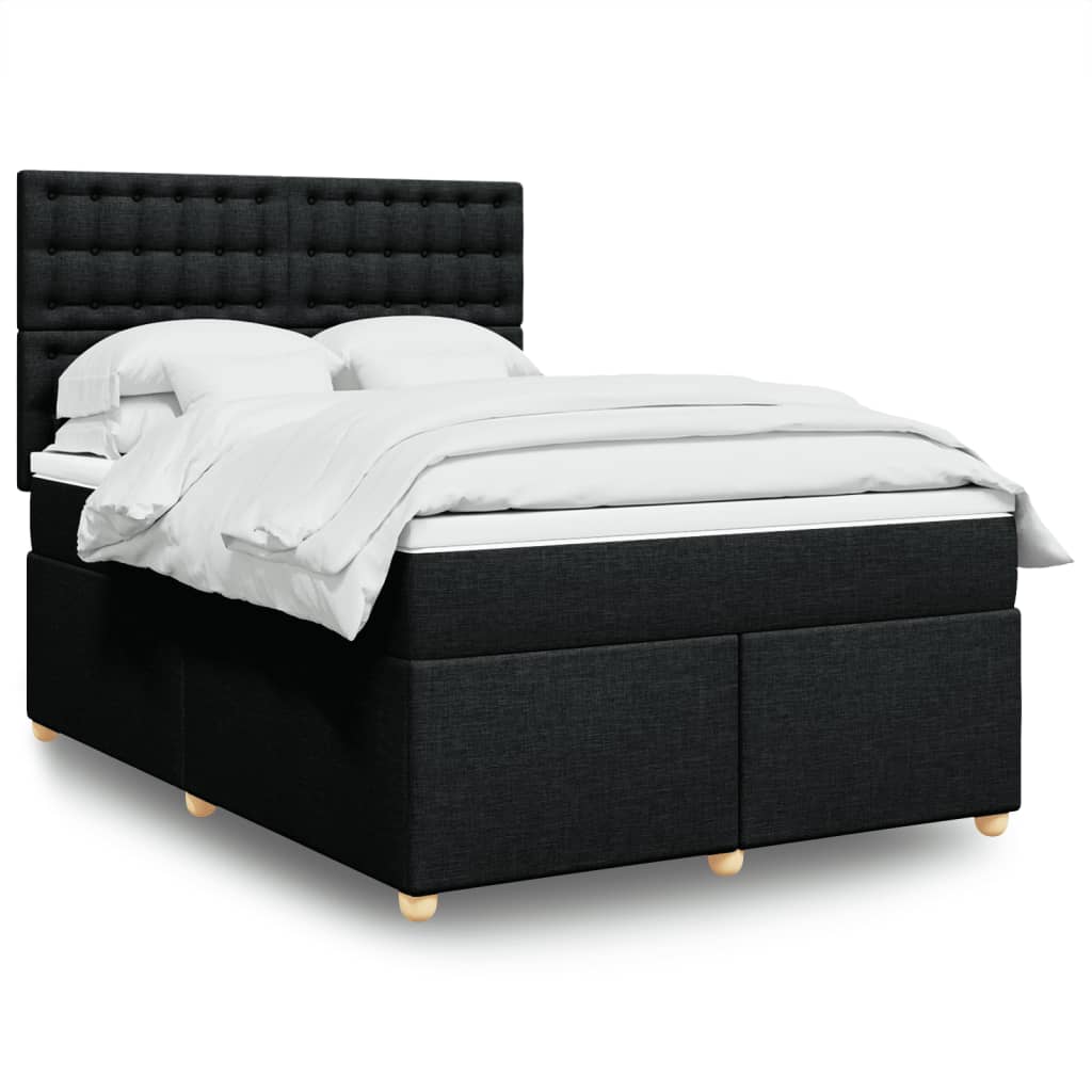 Boxspring met matras stof zwart 140x200 cm