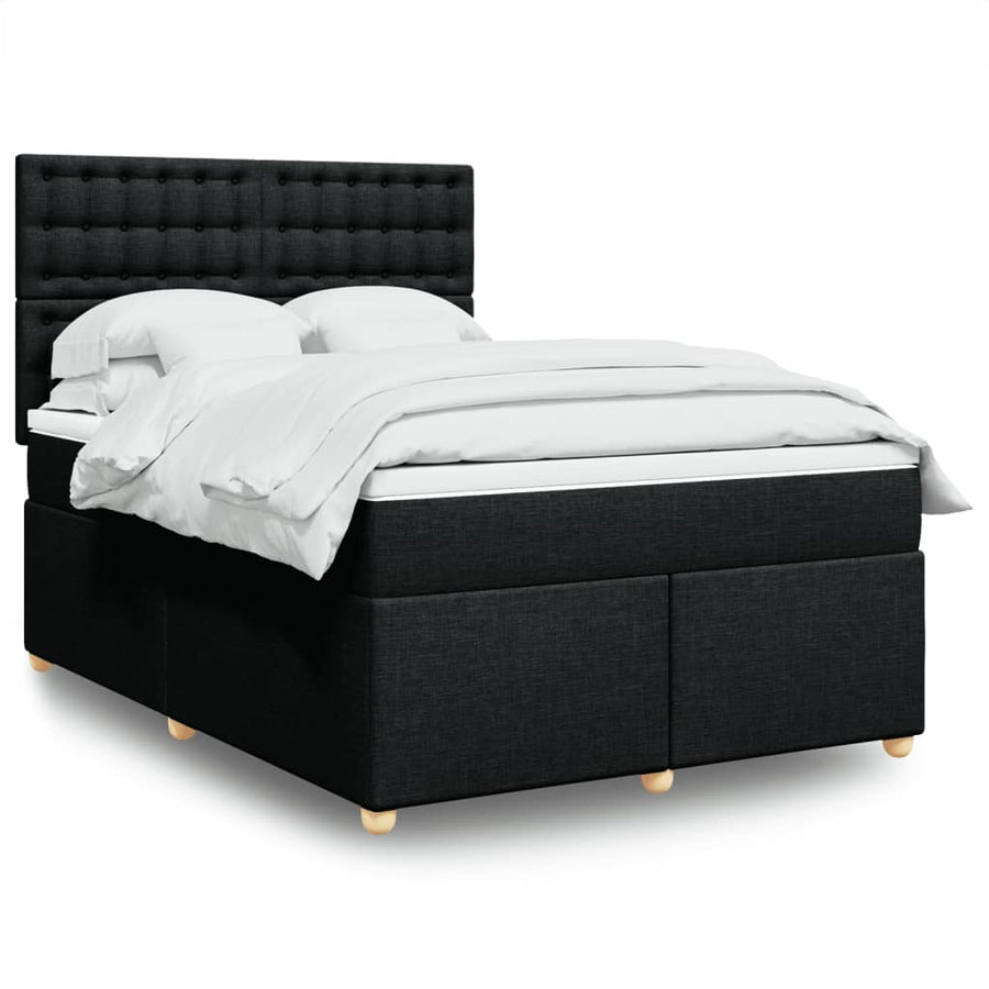 Boxspring met matras stof zwart 140x200 cm