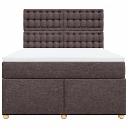 Boxspring met matras stof donkerbruin 140x200 cm