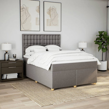 Boxspring met matras stof taupe 140x200 cm