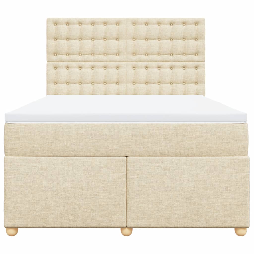 Boxspring met matras stof crèmekleurig 140x200 cm