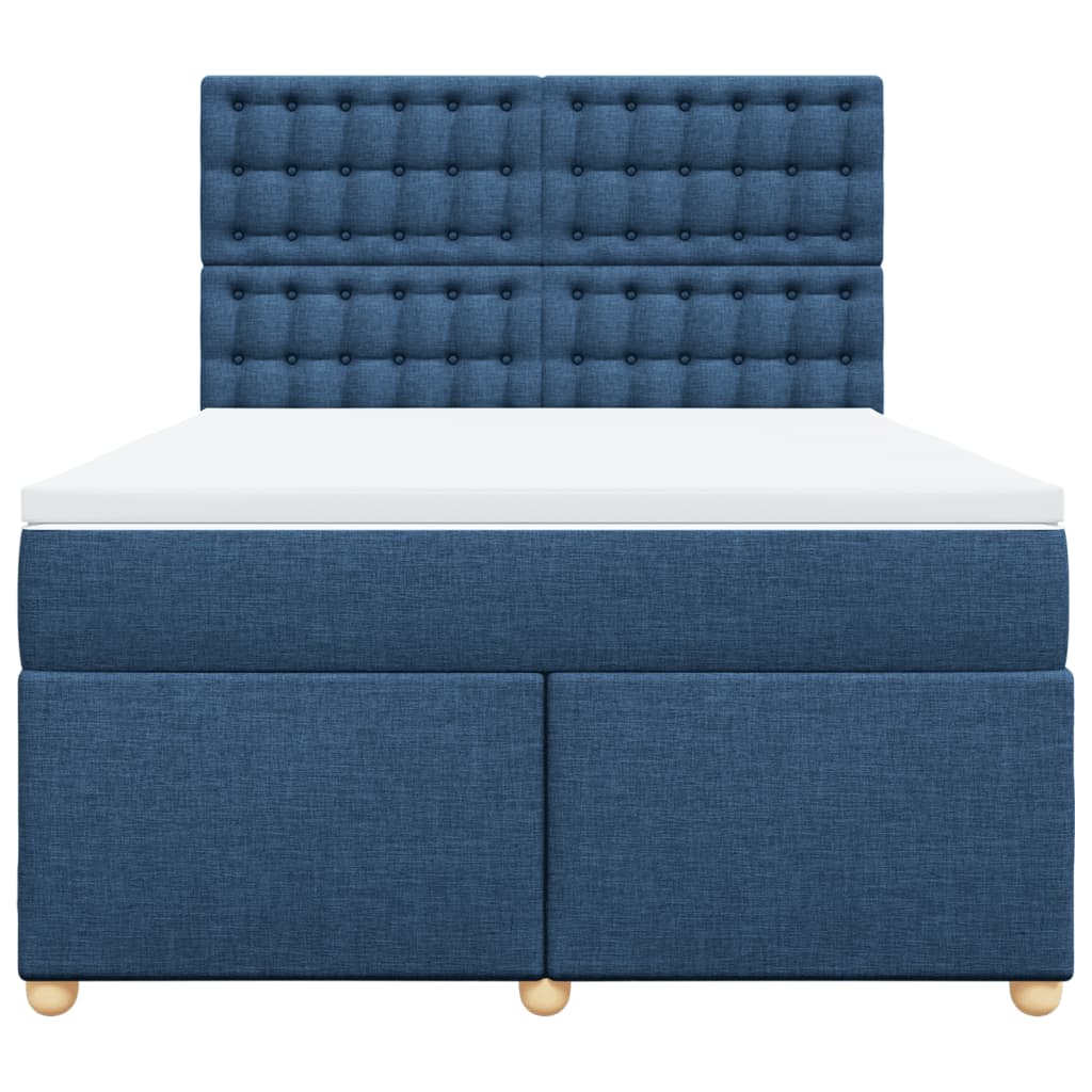 Boxspring met matras stof blauw 140x200 cm