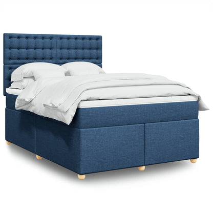 Boxspring met matras stof blauw 140x200 cm
