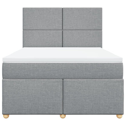 Boxspring met matras stof lichtgrijs 160x200 cm