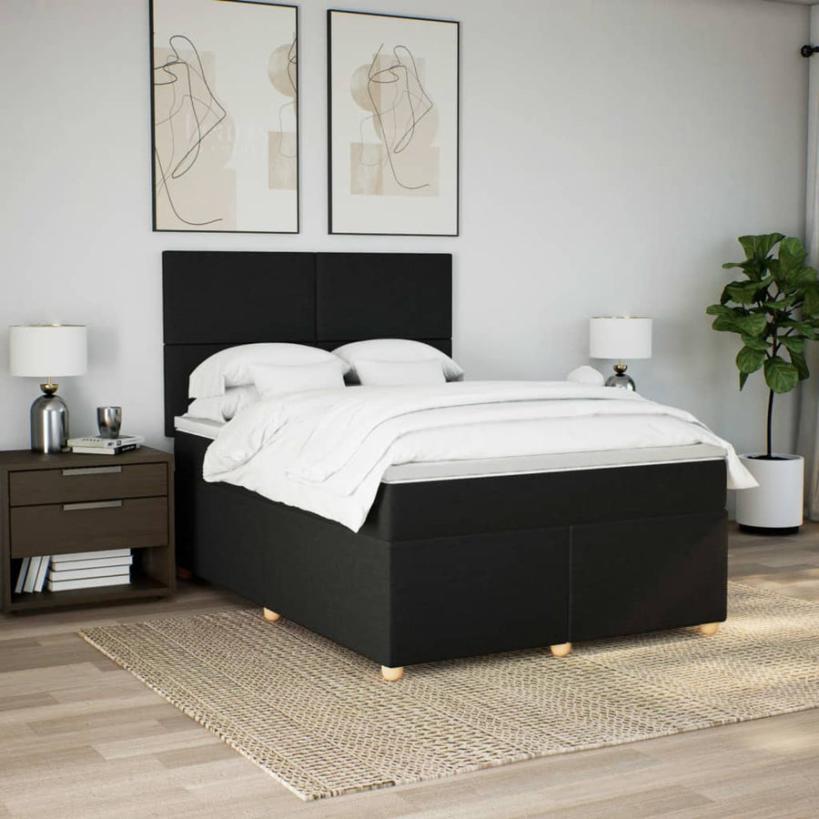 Boxspring met matras stof zwart 160x200 cm